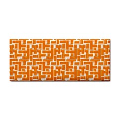 Illustration Orange Background Rectangles Pattern Hand Towel by Amaryn4rt