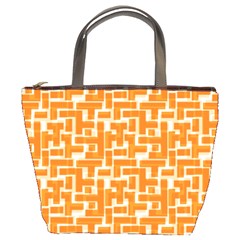 Illustration Orange Background Rectangles Pattern Bucket Bag by Amaryn4rt