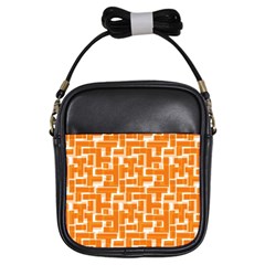 Illustration Orange Background Rectangles Pattern Girls Sling Bag