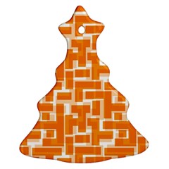 Illustration Orange Background Rectangles Pattern Ornament (christmas Tree)  by Amaryn4rt