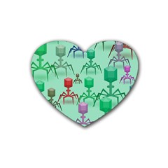 Bacteriophage Virus Army Rubber Heart Coaster (4 Pack) by Amaryn4rt