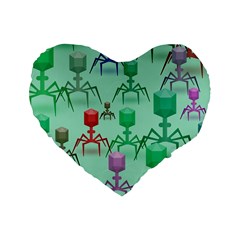 Bacteriophage Virus Army Standard 16  Premium Heart Shape Cushions by Amaryn4rt