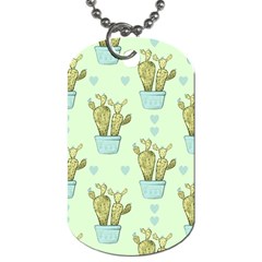 Background Pattern Green Cactus Flora Dog Tag (one Side) by Amaryn4rt