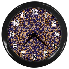 Pattern Illustration Spiral Pattern Texture Fractal Wall Clock (black) by Amaryn4rt