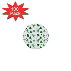 Christmas Trees Pattern Design Pattern 1  Mini Buttons (100 Pack)  by Amaryn4rt
