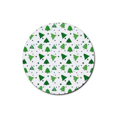 Christmas Trees Pattern Design Pattern Rubber Coaster (round) by Amaryn4rt