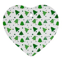 Christmas Trees Pattern Design Pattern Heart Ornament (two Sides) by Amaryn4rt