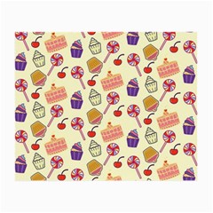 Food Illustration Cupcake Pattern Lollipop Small Glasses Cloth (2 Sides) by Amaryn4rt