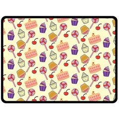 Food Illustration Cupcake Pattern Lollipop Fleece Blanket (large)  by Amaryn4rt