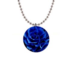 Blue Roses Flowers Plant Romance 1  Button Necklace by Wegoenart