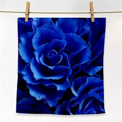 Blue Roses Flowers Plant Romance Face Towel by Wegoenart