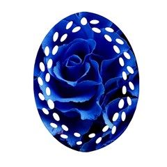 Blue Roses Flowers Plant Romance Oval Filigree Ornament (two Sides) by Wegoenart