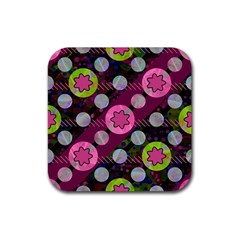 Background Circles Abstract Pattern Rubber Coaster (square) by Wegoenart