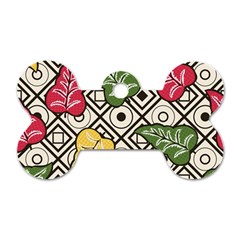 Vectoe Leaves Foliage Batik Seamless Pattern Dog Tag Bone (two Sides)