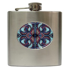 Blue Onn Burgundy Hip Flask (6 Oz) by kaleidomarblingart