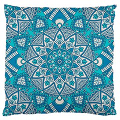 Mandala Blue Large Flano Cushion Case (two Sides) by zappwaits