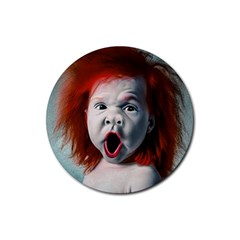 Son Of Clown Boy Illustration Portrait Rubber Coaster (Round)