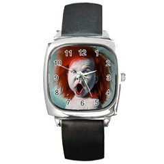 Son Of Clown Boy Illustration Portrait Square Metal Watch