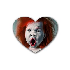 Son Of Clown Boy Illustration Portrait Rubber Coaster (Heart)