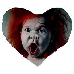 Son Of Clown Boy Illustration Portrait Large 19  Premium Heart Shape Cushions by dflcprintsclothing