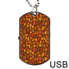 Pattern-orange,seamles,chrismast Dog Tag Usb Flash (one Side) by nateshop