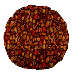 Pattern-orange,seamles,chrismast Large 18  Premium Round Cushions