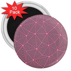 Triangle-line Pink 3  Magnets (10 Pack)  by nateshop