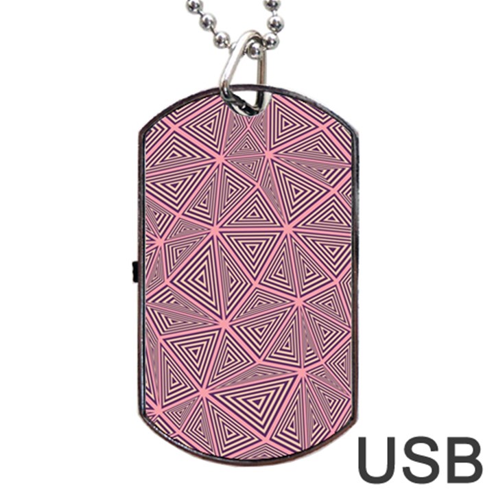 Triangle-line Pink Dog Tag USB Flash (One Side)