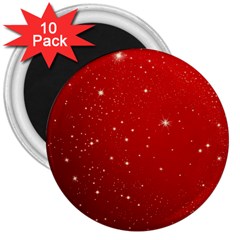 Stars-red Chrismast 3  Magnets (10 Pack) 