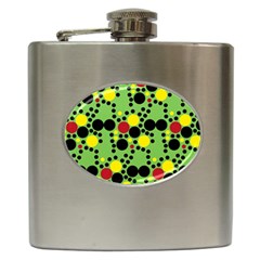 Pattern-polka Green Yelow Black Hip Flask (6 Oz) by nateshop