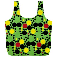 Pattern-polka Green Yelow Black Full Print Recycle Bag (xxl) by nateshop