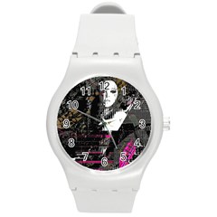 Grunge Witch Round Plastic Sport Watch (m) by MRNStudios