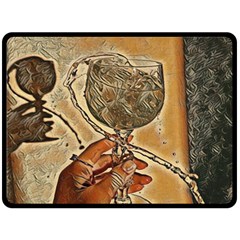 A Little Glass Of White Wine - Italian Drinks Fleece Blanket (large)  by ConteMonfrey