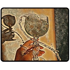 A Little Glass Of White Wine - Italian Drinks Double Sided Fleece Blanket (medium)  by ConteMonfrey