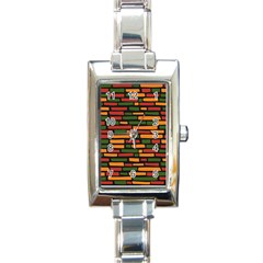 African Wall Of Bricks Rectangle Italian Charm Watch by ConteMonfrey