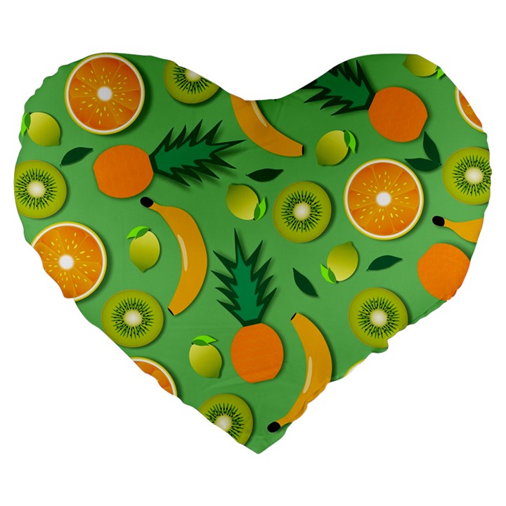 Fruit Tropical Pattern Design Art Large 19  Premium Heart Shape Cushions