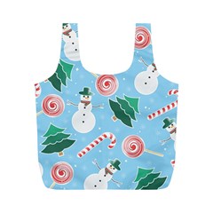 Christmas Sweets Snowman Background Full Print Recycle Bag (m) by danenraven