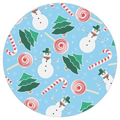 Christmas Sweets Snowman Background Round Trivet by danenraven