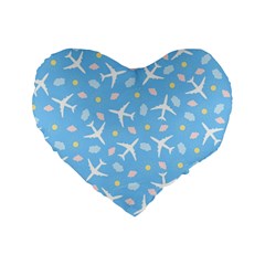 Plane Sky Background Pattern Standard 16  Premium Flano Heart Shape Cushions