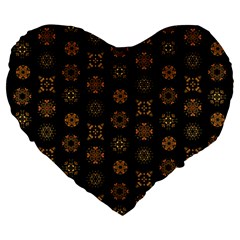 Pattern Mandala Ornate Ornamental Large 19  Premium Flano Heart Shape Cushions by danenraven