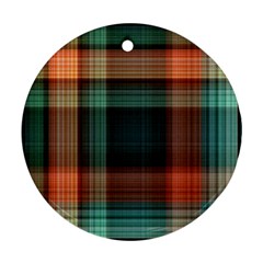 Plaid Tartan Checkered Tablecloth Ornament (round) by danenraven