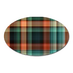 Plaid Tartan Checkered Tablecloth Oval Magnet by danenraven