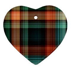 Plaid Tartan Checkered Tablecloth Heart Ornament (two Sides) by danenraven