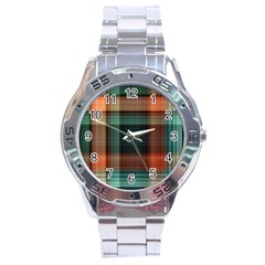 Plaid Tartan Checkered Tablecloth Stainless Steel Analogue Watch by danenraven