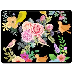 Illustration Bird Flower Floral Background Double Sided Fleece Blanket (large) 