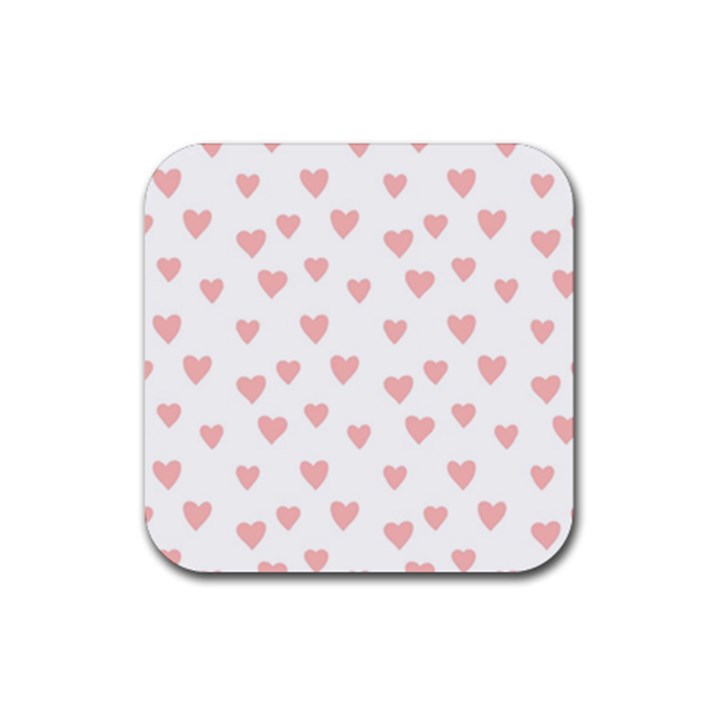 Small Cute Hearts Rubber Coaster (Square)