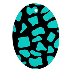 Neon Cow Dots Blue Turquoise And Black Oval Ornament (two Sides) by ConteMonfrey