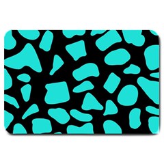 Neon Cow Dots Blue Turquoise And Black Large Doormat  by ConteMonfrey