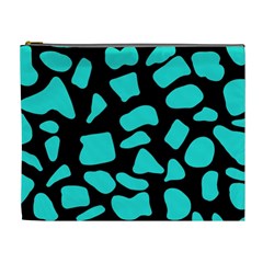 Neon Cow Dots Blue Turquoise And Black Cosmetic Bag (xl) by ConteMonfrey