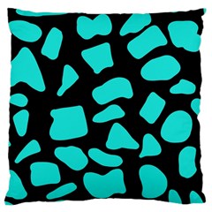 Neon Cow Dots Blue Turquoise And Black Large Cushion Case (two Sides) by ConteMonfrey